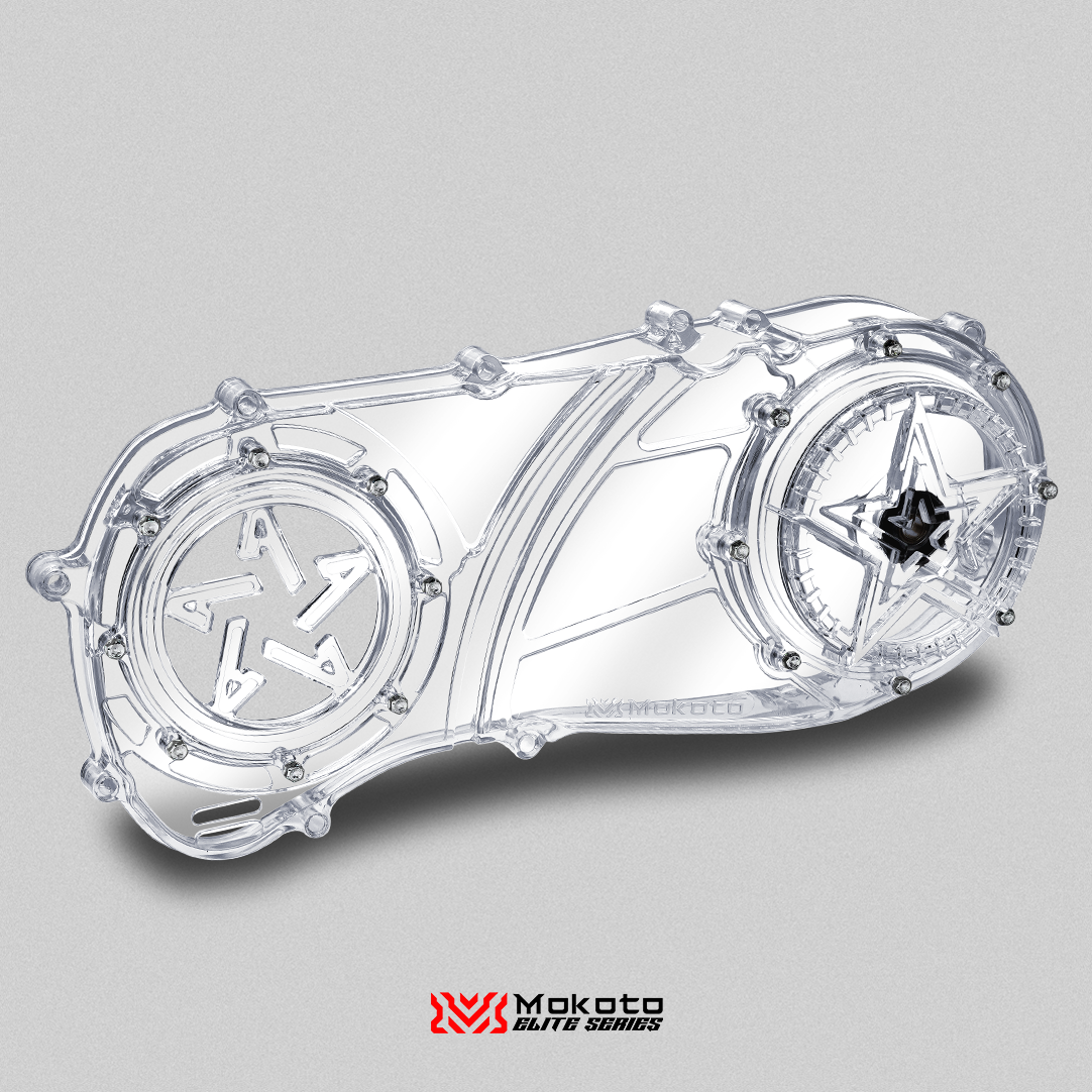 MOKOTO ELITE STELLAR BLOCK CRANKCASE COVER FOR NMAX / AEROX V2 V3 STANDARD TRANSPARENT