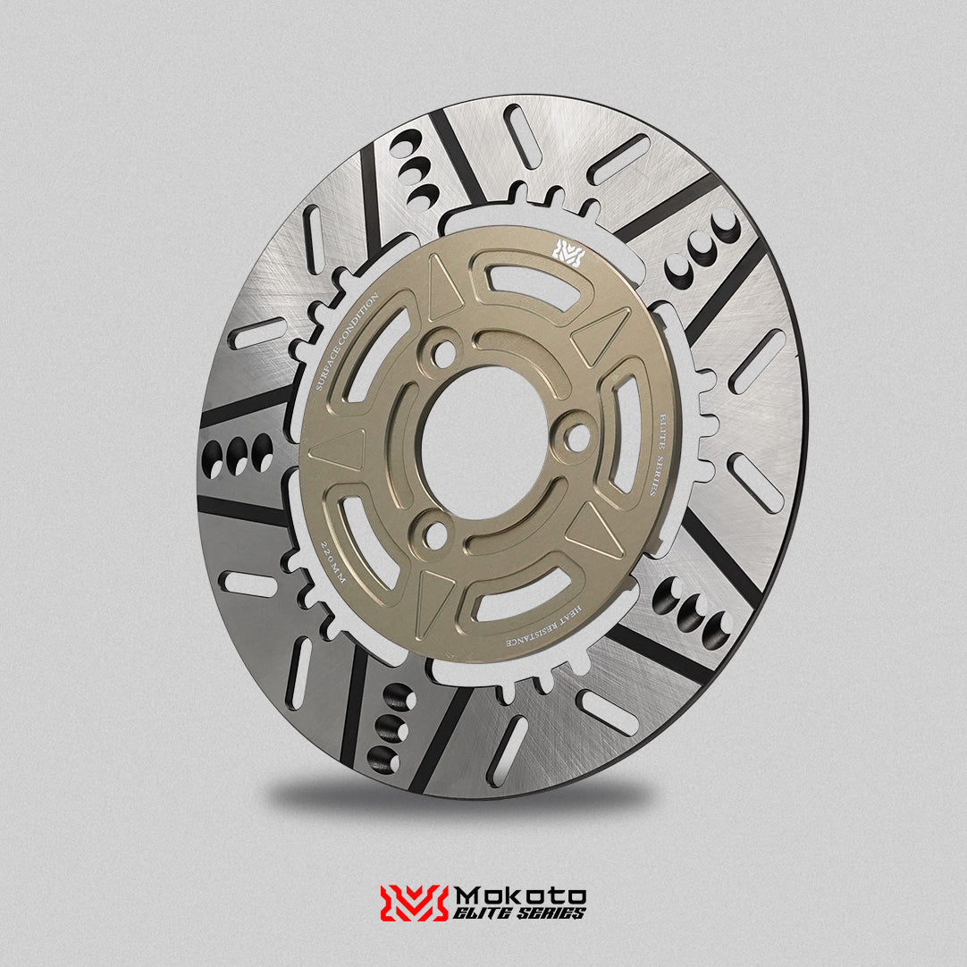 MOKOTO ELITE ASTRA FRONT FLOATING DISC 220MM 3 HOLES FOR MIO I125 / GEAR / GRAVIS A7075 ALUMINUM