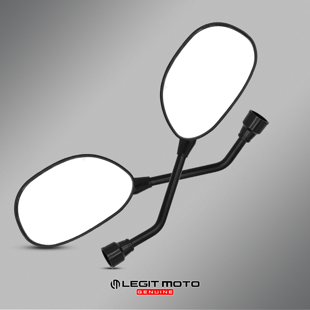 LEGITMOTO ADJUSTABLE SIDE MIRROR NON-GRADED LENS BLACK ROUND EDGE SHORT STEM UNIVERSAL