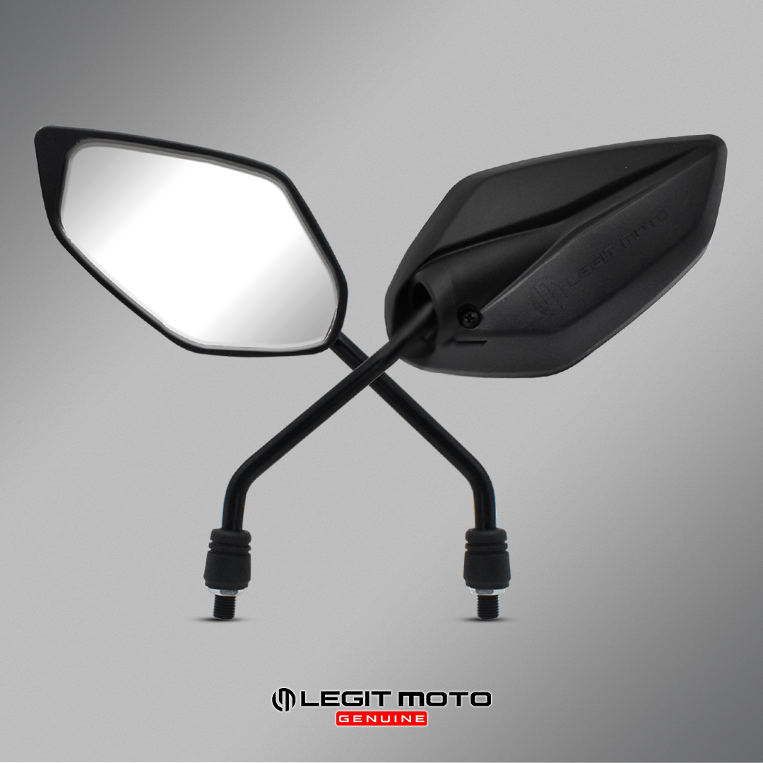 LEGITMOTO SIDE MIRROR NON-GRADED CLEAR LENS BLACK ADJUSTABLE LONG STEM