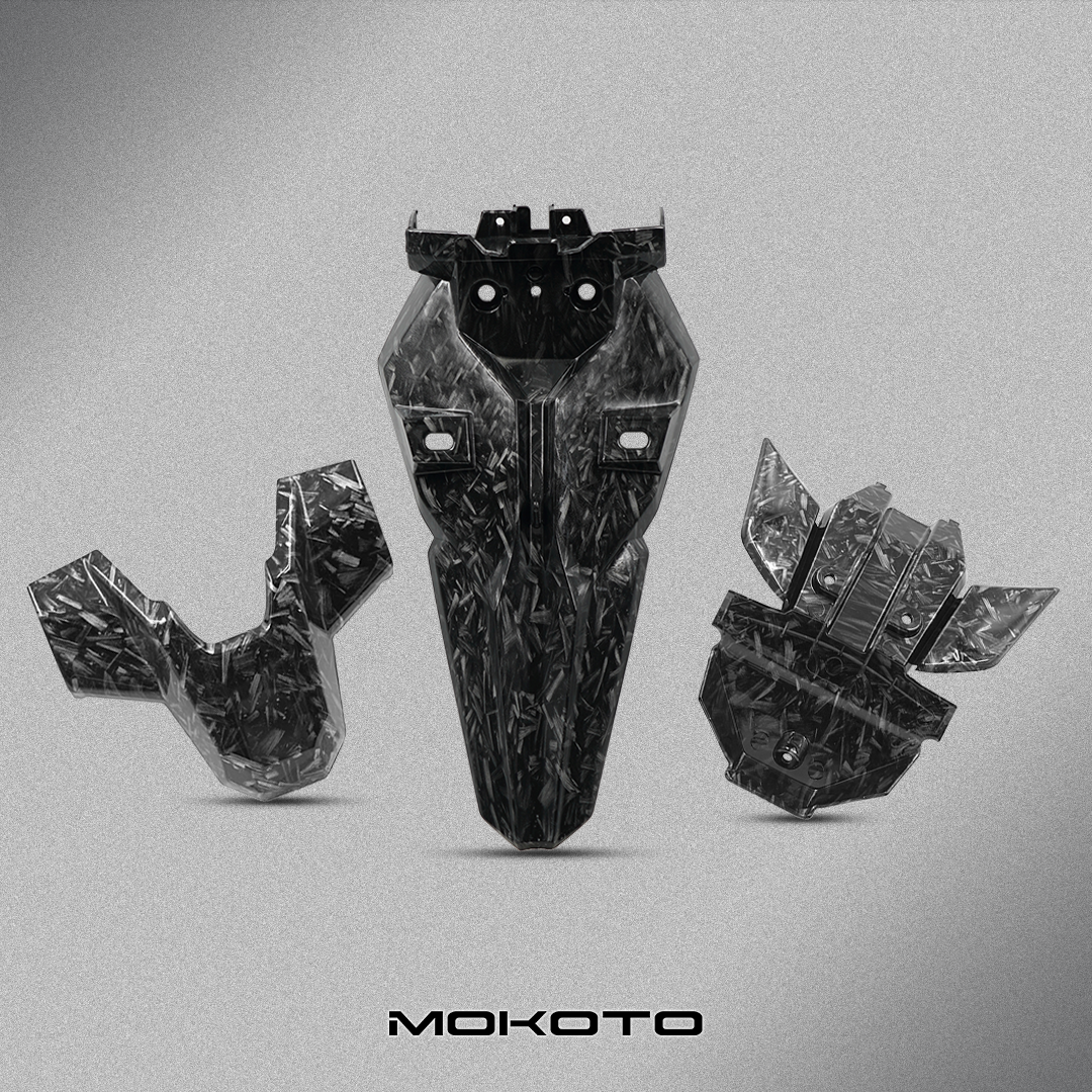 MOKOTO 3 IN 1 REAR FENDER COVER GARNISH SET CARBON REAR FENDER TAIL LIGHT COVER GARNISH SET CLICK V3 CLICK V2 3 IN 1