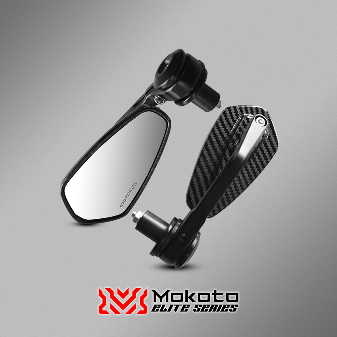 MOKOTO ELITE SERIES SMOKE TINT BAR END SIDE MIRROR GECKO HYDRO DIP CARBON