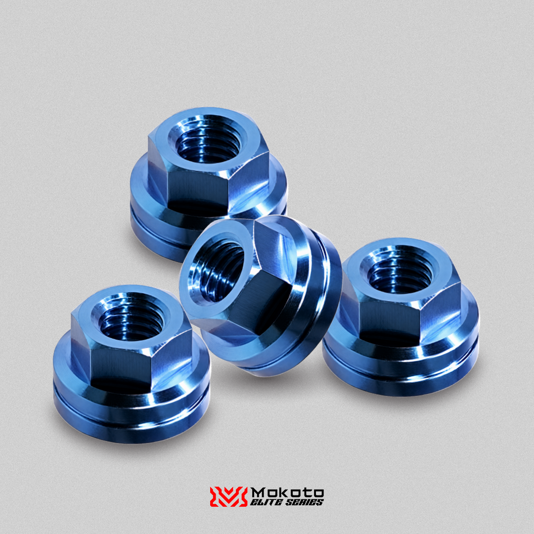 MOKOTO ELITE GR5 TITANIUM HIGH NUT NMAX/AEROX CYAN